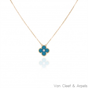 Van Cleef & Arpels Limited Edition Celestial Blue Porcelain Vintage Alhambra Holiday Pendant